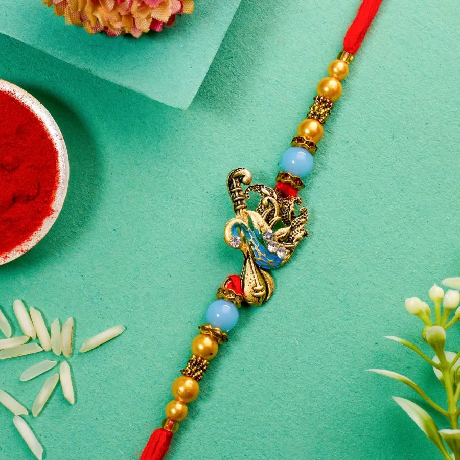 Vibrant Peacock Rakhi Gift Set