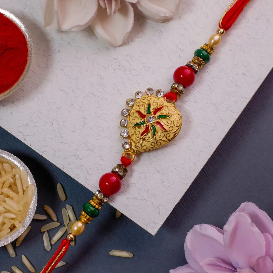 Radiant Kundan Rakhi Gift