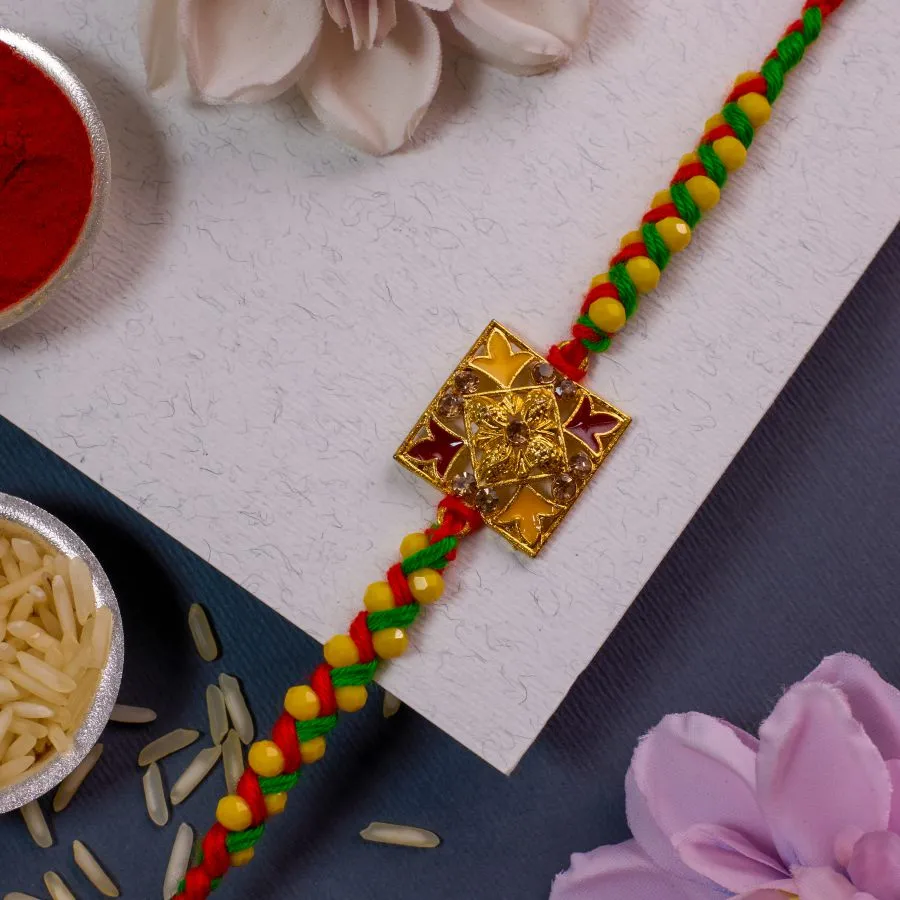Floral Kundan Rakhi: A Touch of Elegance