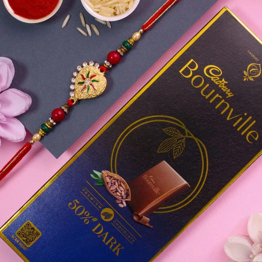 Kundan Sparkle Rakhi & Bournville Delight