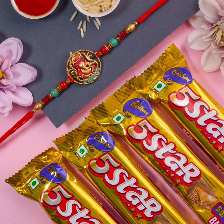 Raksha Bandhan Joy with Ganesha Rakhi & Chocolates