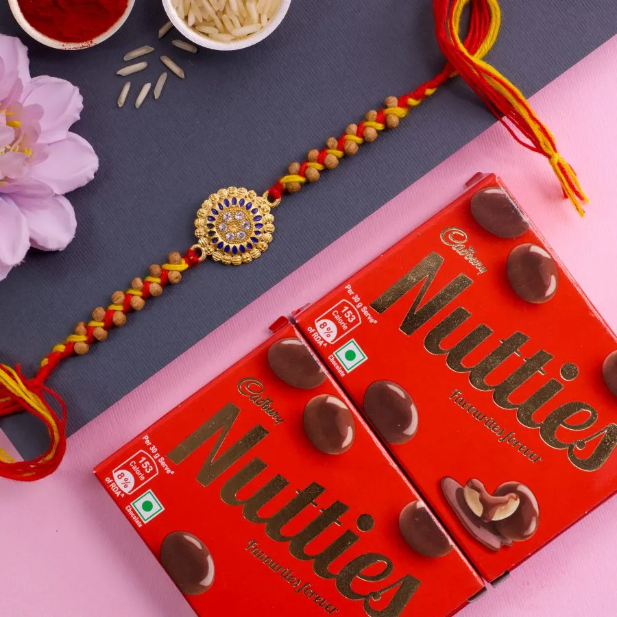 Kundan Rakhi Duo with Cadbury Nutties