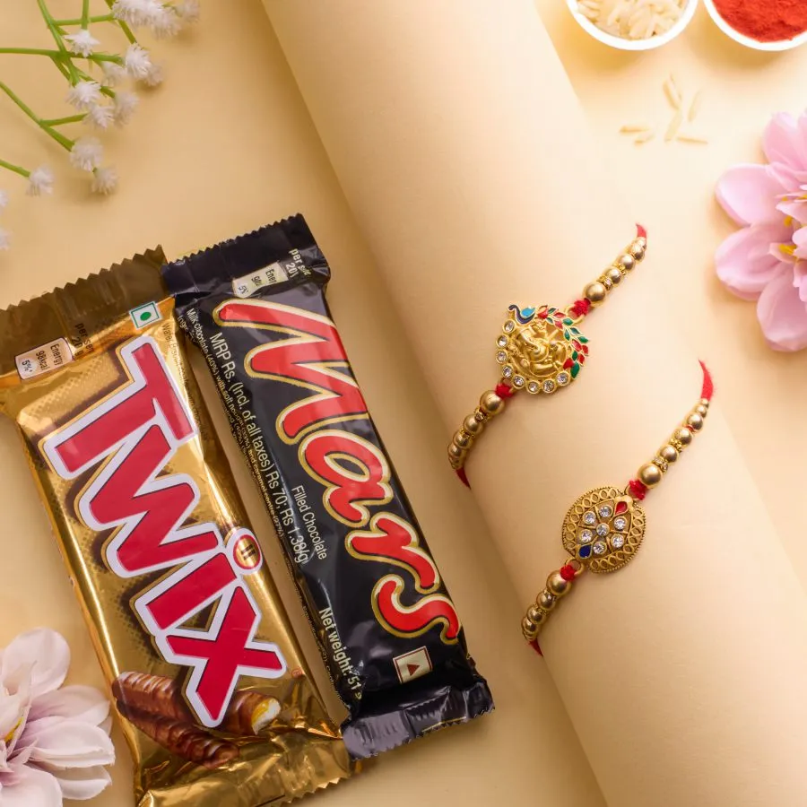 Ganesha Blessings Rakhi With Choco Delight