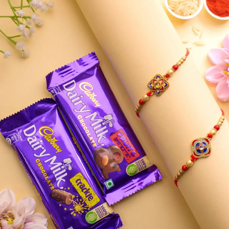 Charming Kundan Rakhi & Cadbury Delight
