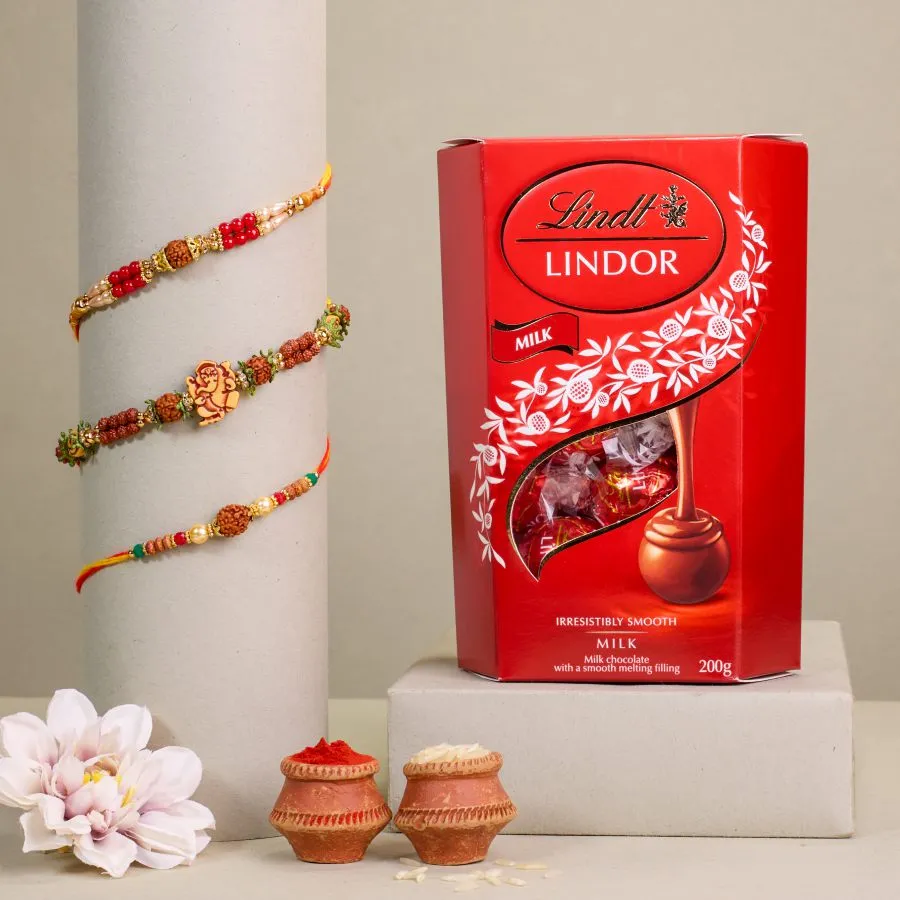 Auspicious Rakhi Set & Lindt Duo