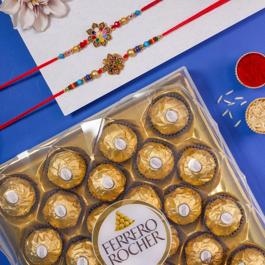 Festive Kundan Rakhi & Ferrero Treats