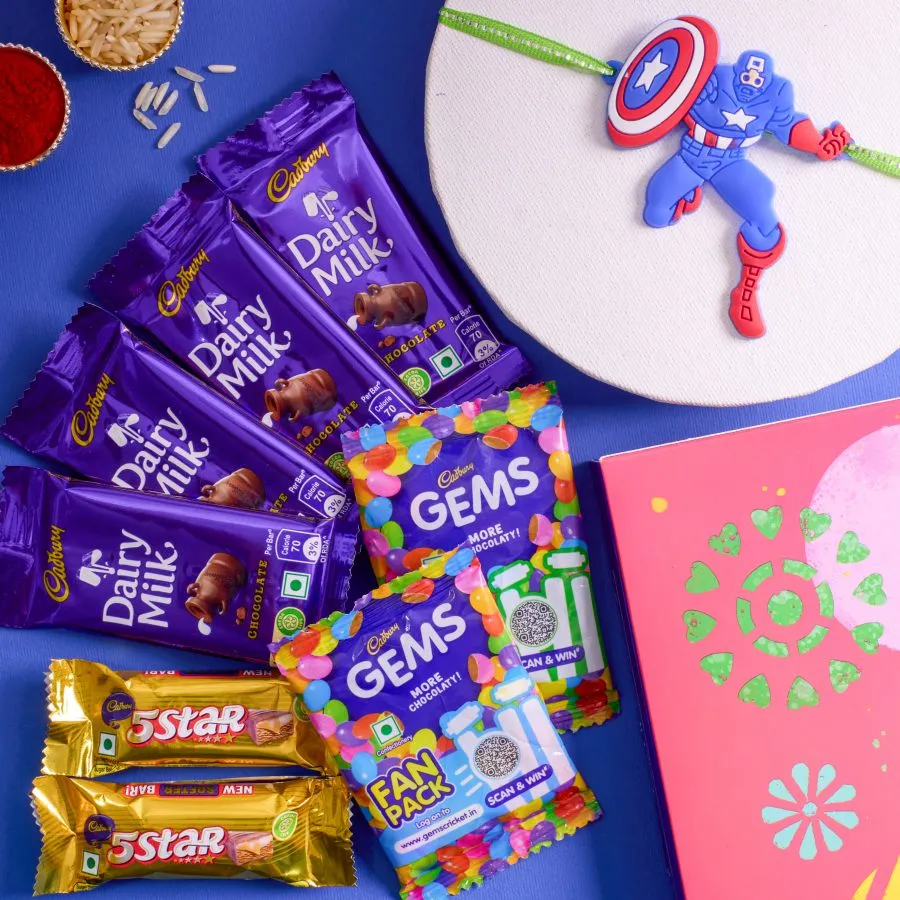 Heroic Captain America Rakhi & Chocolate Delight