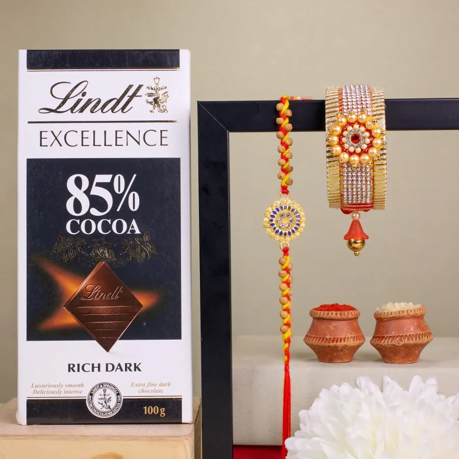 Kada Rakhi Set with Dark Chocolate Indulgence
