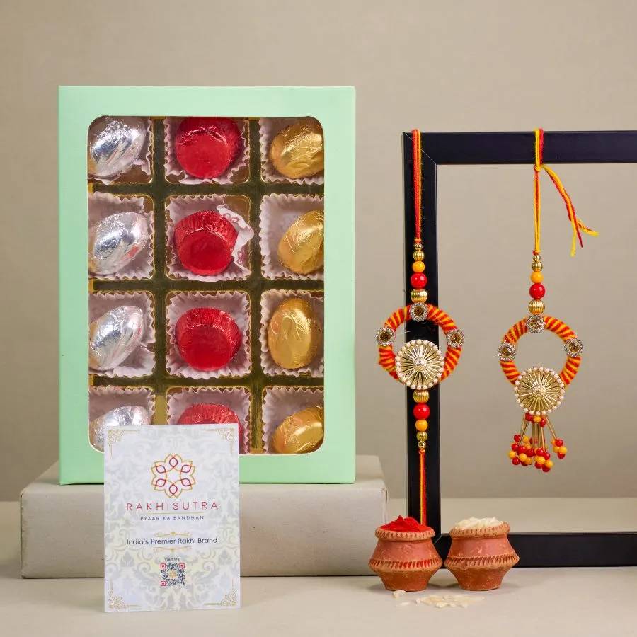 Sweet Bond: Bhaiya Bhabhi Rakhi & Chocolates Set