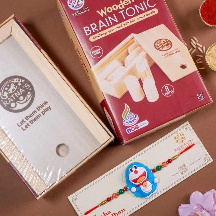 Doraemon Delight Rakhi Set With Puzzle Game