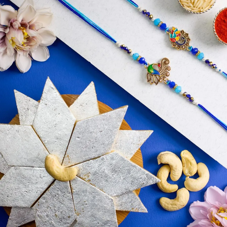 Gorgeous Kundan Rakhi Set N Sweet Delight