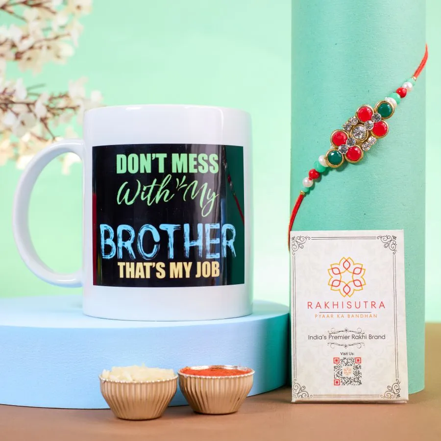 AD Rakhi with Fun Quote Mug