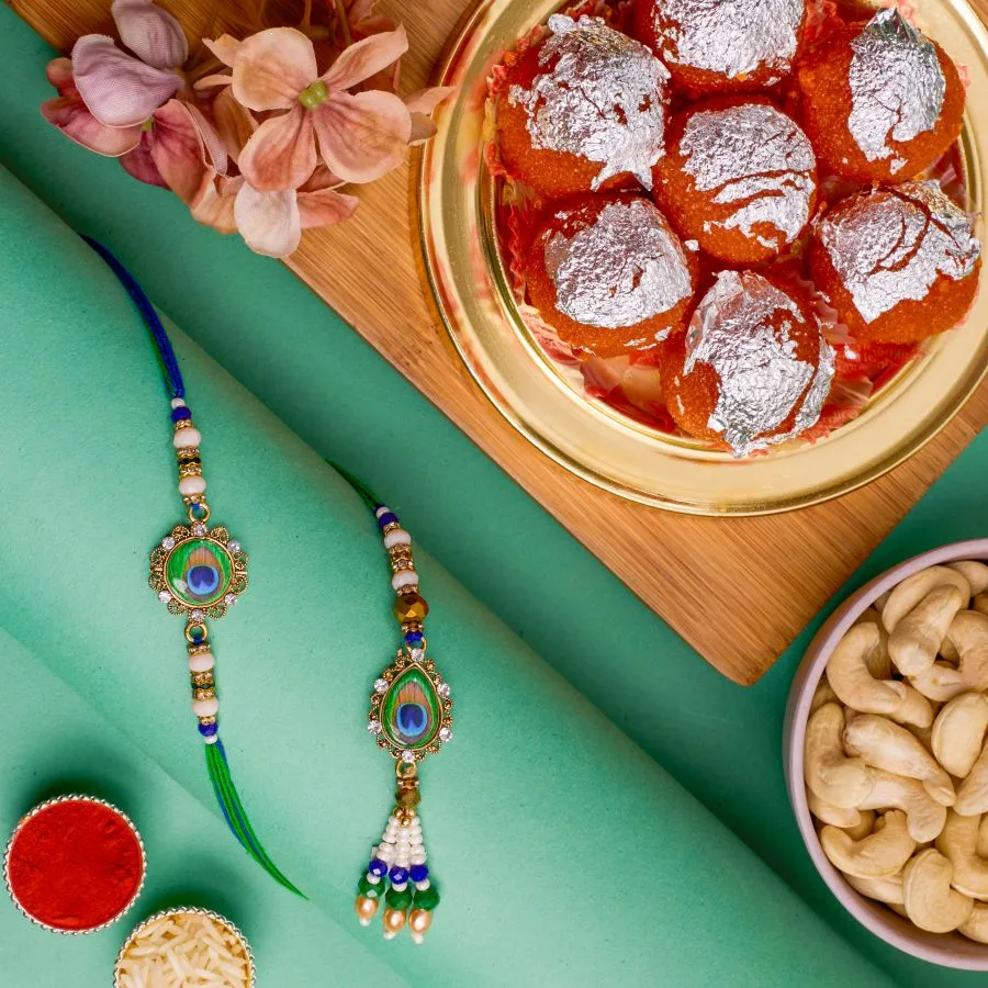 Designer Bhai Bhabhi Rakhi N Treats Gift Set