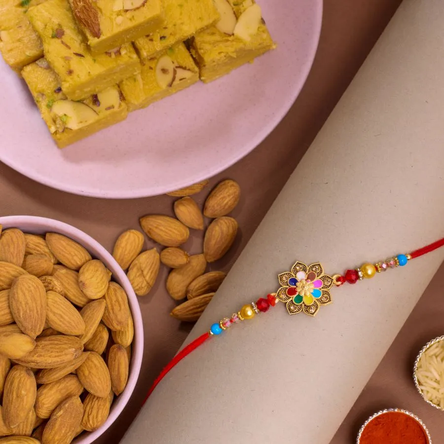 Remarkable Kundan Rakhi N Treats Combo