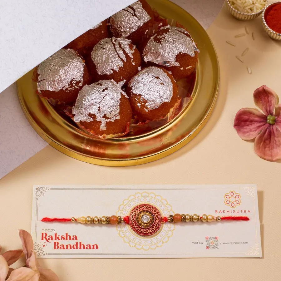 Kundan Rakhi N Premium Laddu Delight