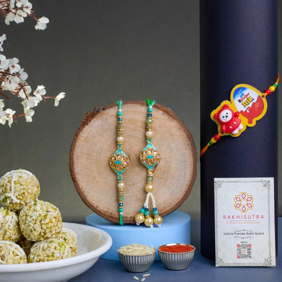 Kundan Rakhi with Kinder Joy Treats