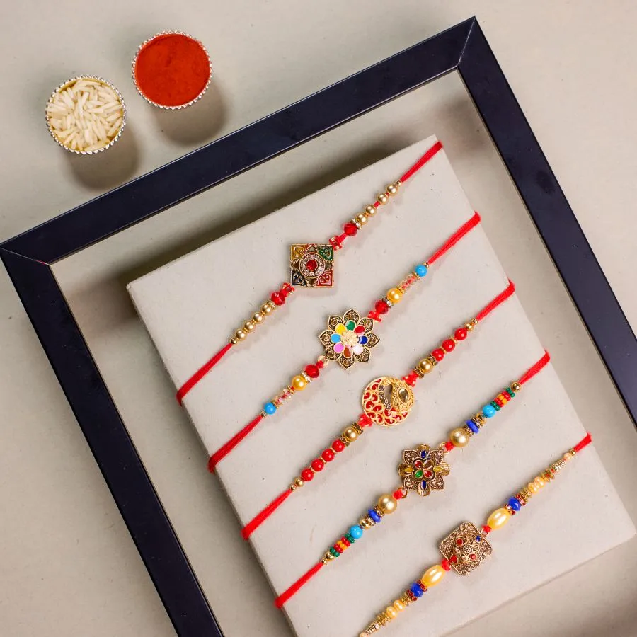Graceful Kundan Rakhi Set