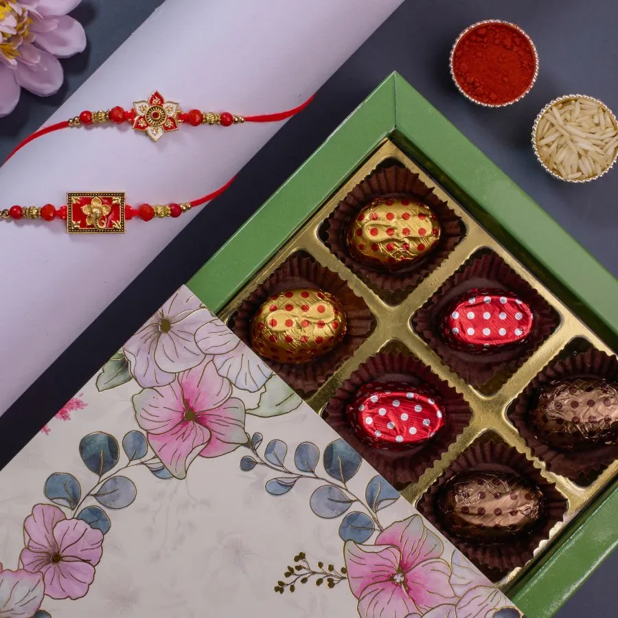 Rakhi Joy: Kundan Rakhi & Chocolates
