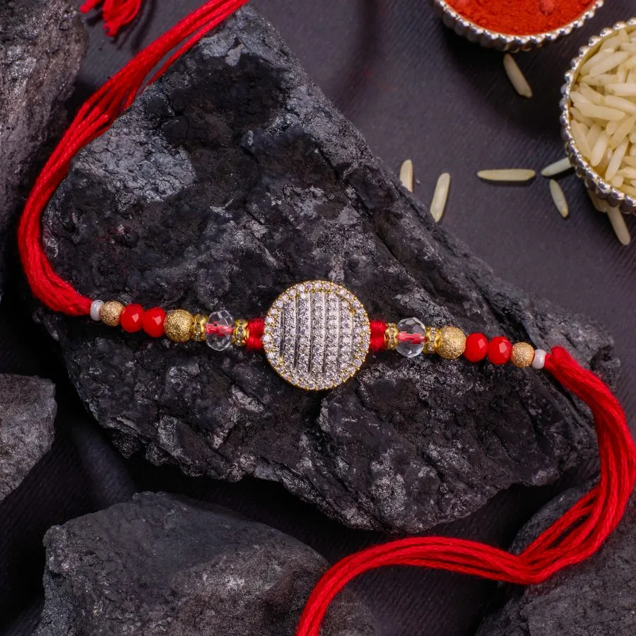 Radiant American Diamond Rakhi Set