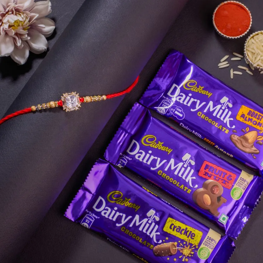 Chocolates and Elegant Kundan Rakhi Set