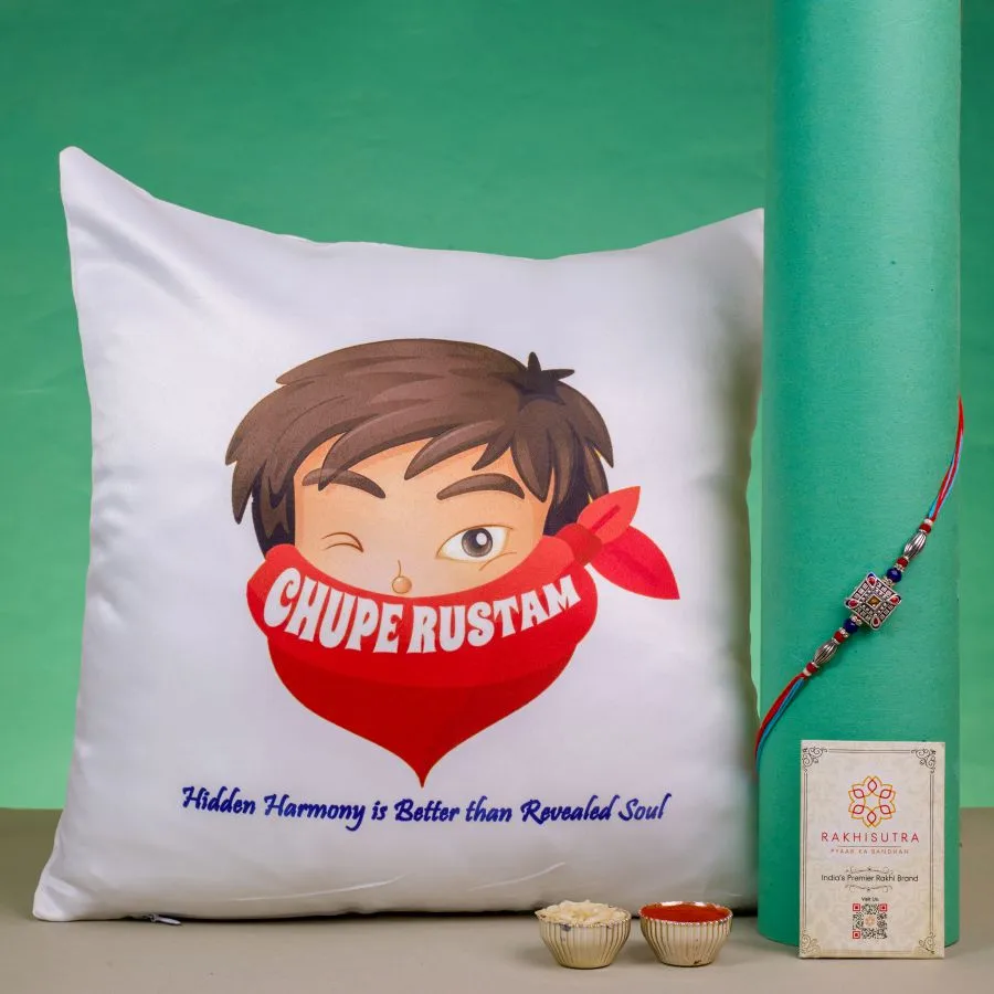 Kundan Rakhi & Cozy Cushion Duo