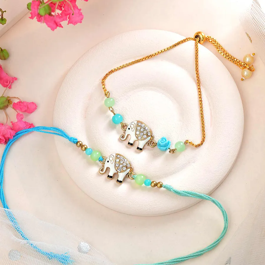 Stunning Bhaiya Bhabhi Rakhi Set