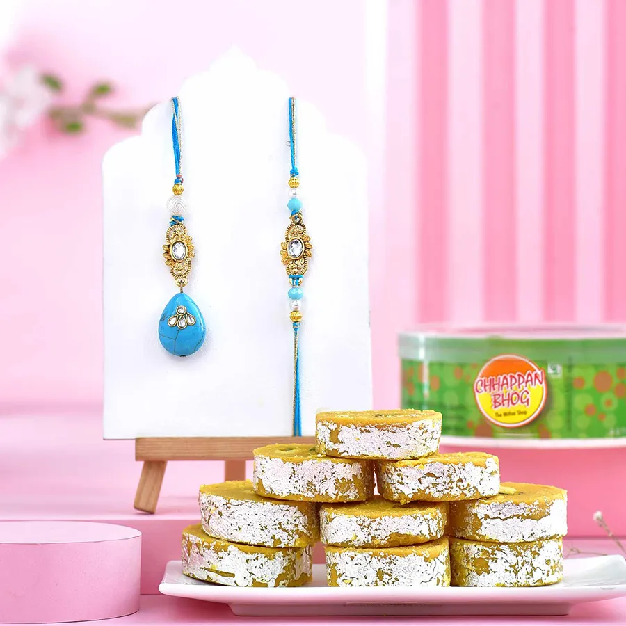 Classic Couple Rakhi & Sweet Treat Box