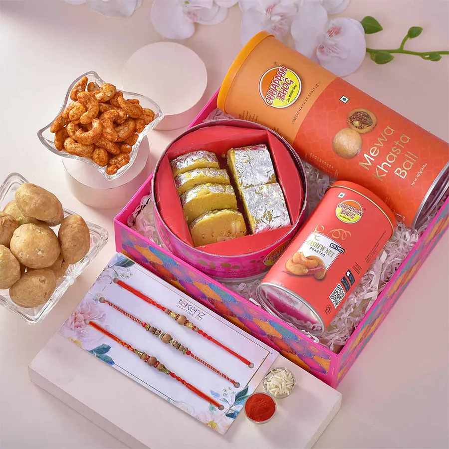 Delightful Rakhi & Treats Indulgence Gift