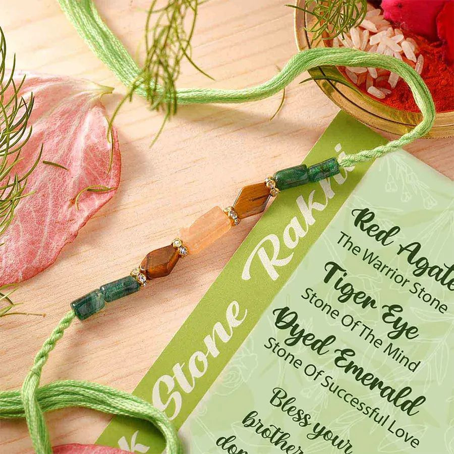 Elegant Semi-Precious Stone Rakhi Set