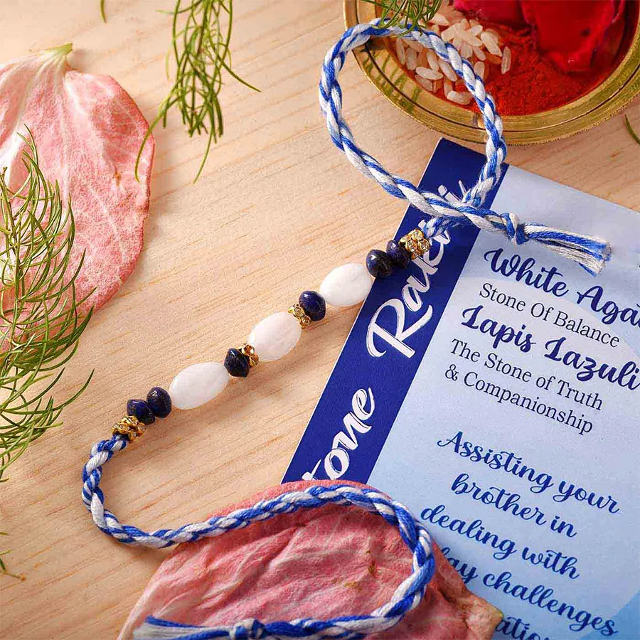 Graceful Agate & Lapis Rakhi Set