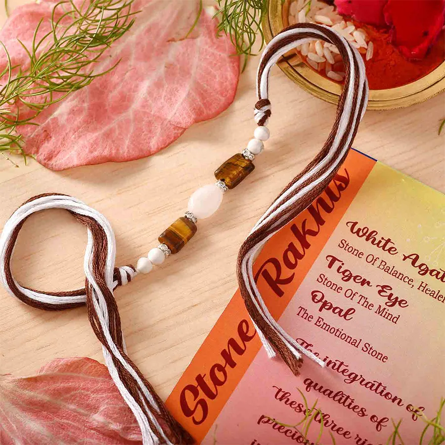 Triple-Stonned Rakhi Gift Set