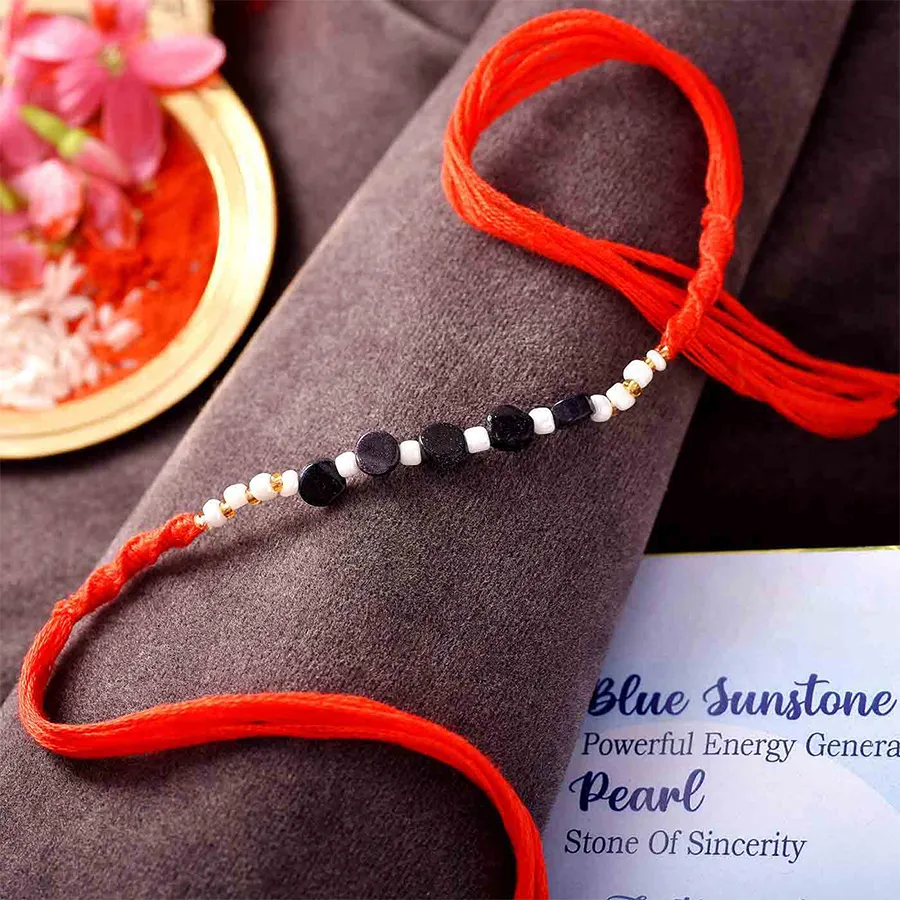 Tranquil Sunstone & Pearl Rakhi Set