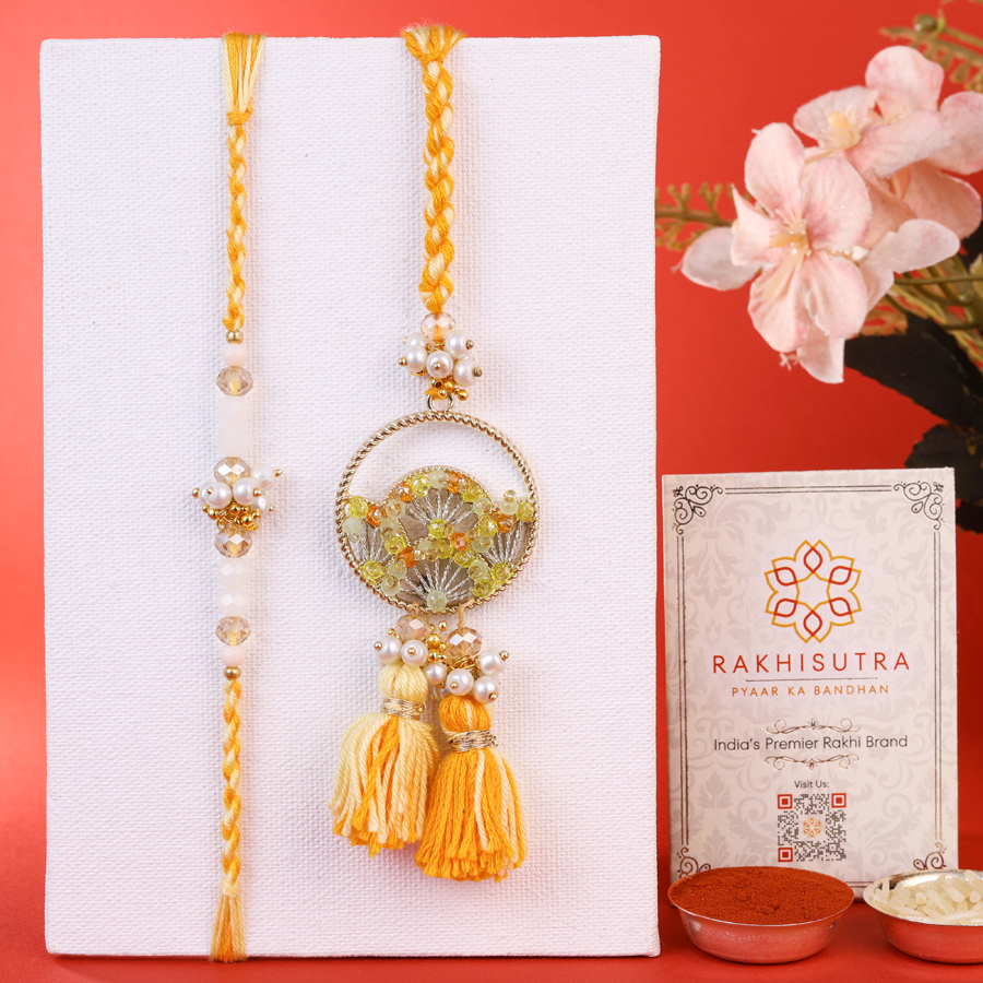 Elegant Bhaiya Bhabi Rakhi Set with accessories