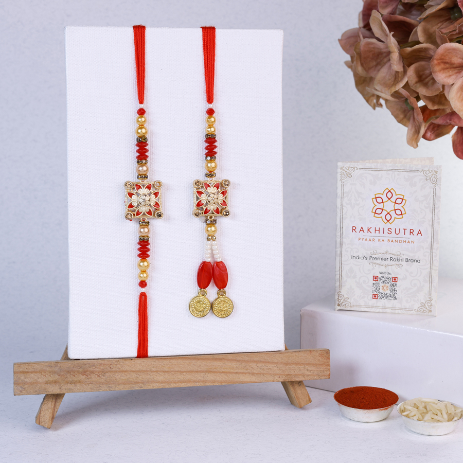 Timeless Bhaiya Bhabi Rakhi Set with Roli Tika and Message Card