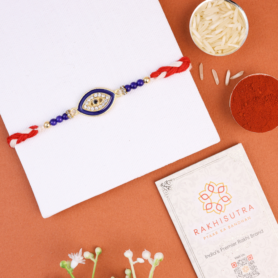 Mystic Evil Eye Rakhi Gift with Roli Tika and Message Card