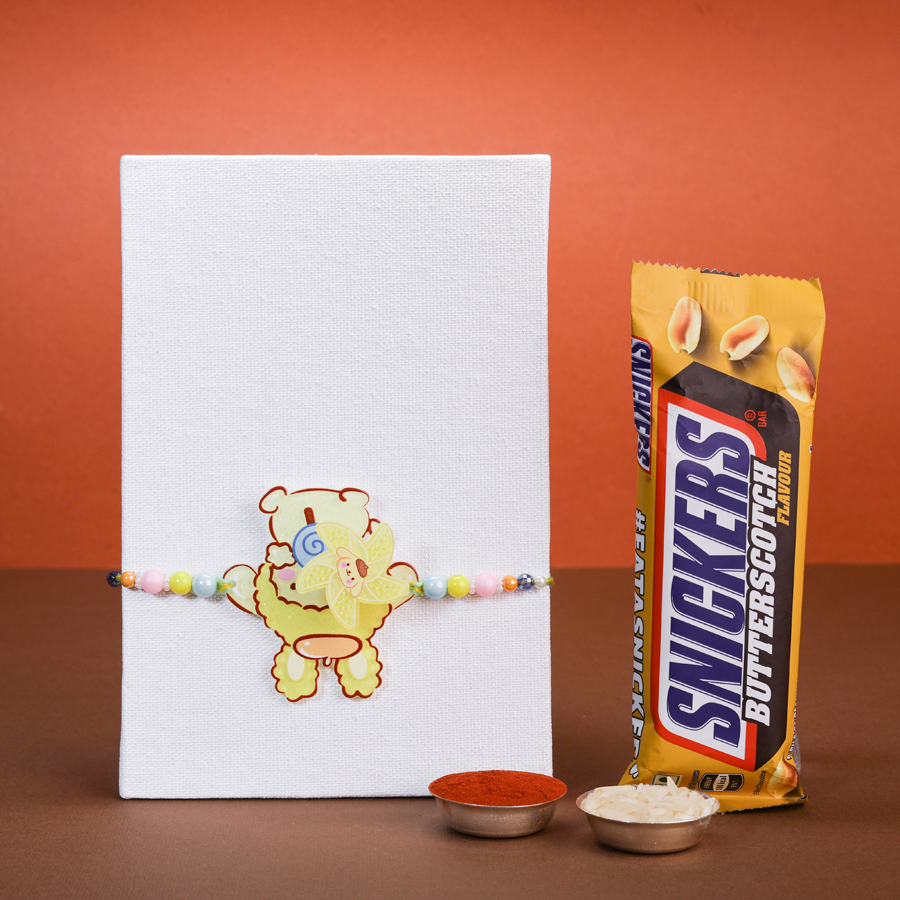 Fun Rakhi with Kids Spinner Rabbit and Snickers