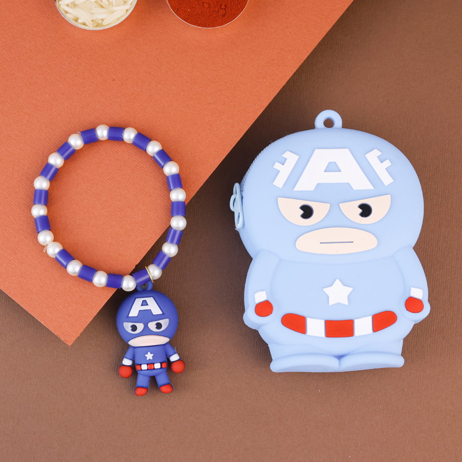 Captain America Bracelet Rakhi Gift Set