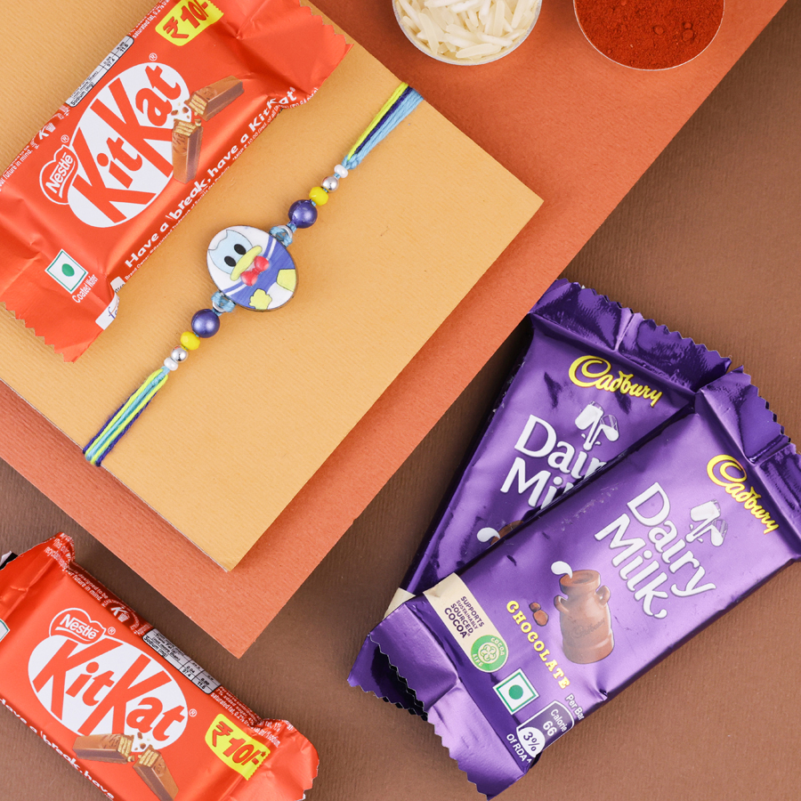 Donald Duck Rakhi with chocolates for Raksha Bandhan