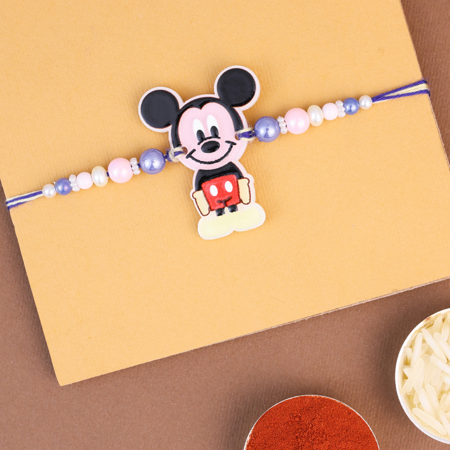 Mickey Mouse themed Rakhi gift pack for Raksha Bandhan.