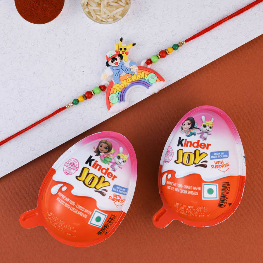 Kids Pokemon Rakhi with Kinder Joy chocolate