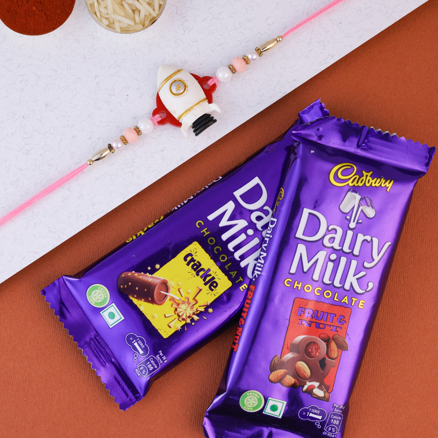 Spaceship Rakhi Gift Set with chocolates