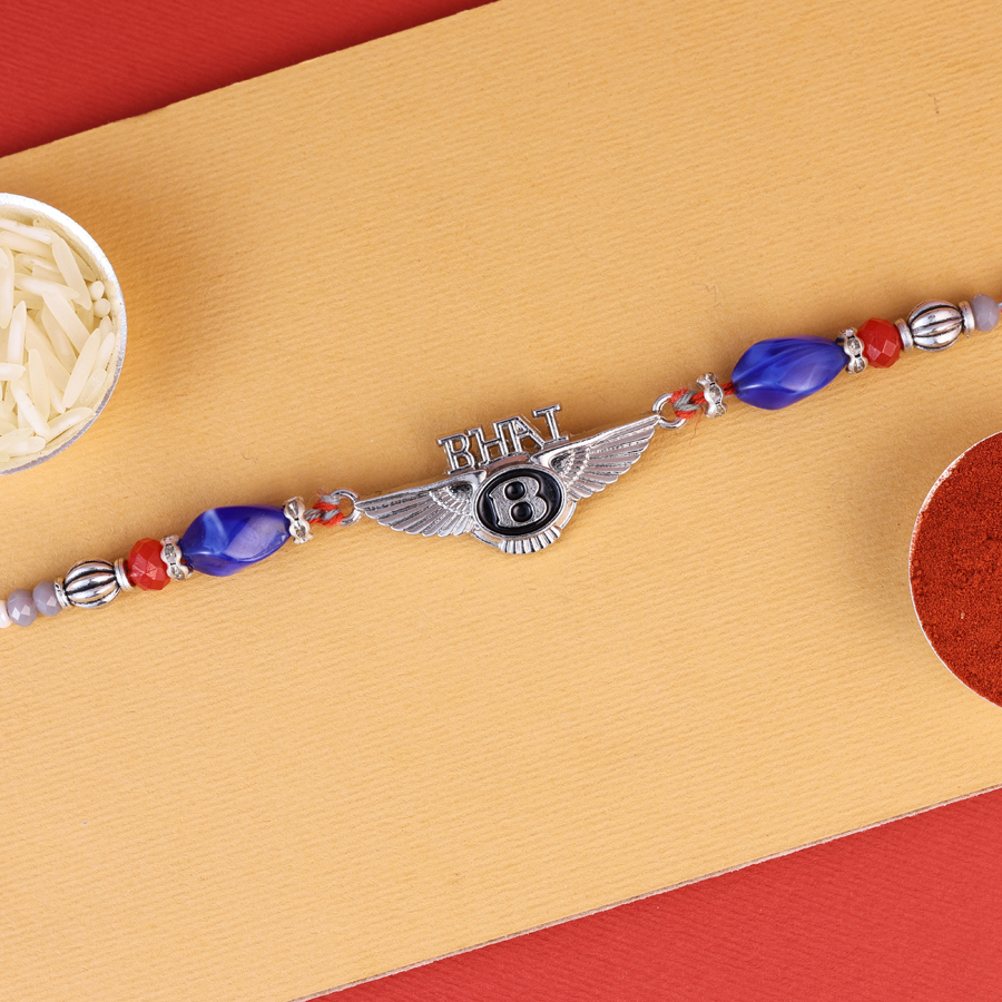 Quirky Bhai Rakhi gift set with roli tika and message card