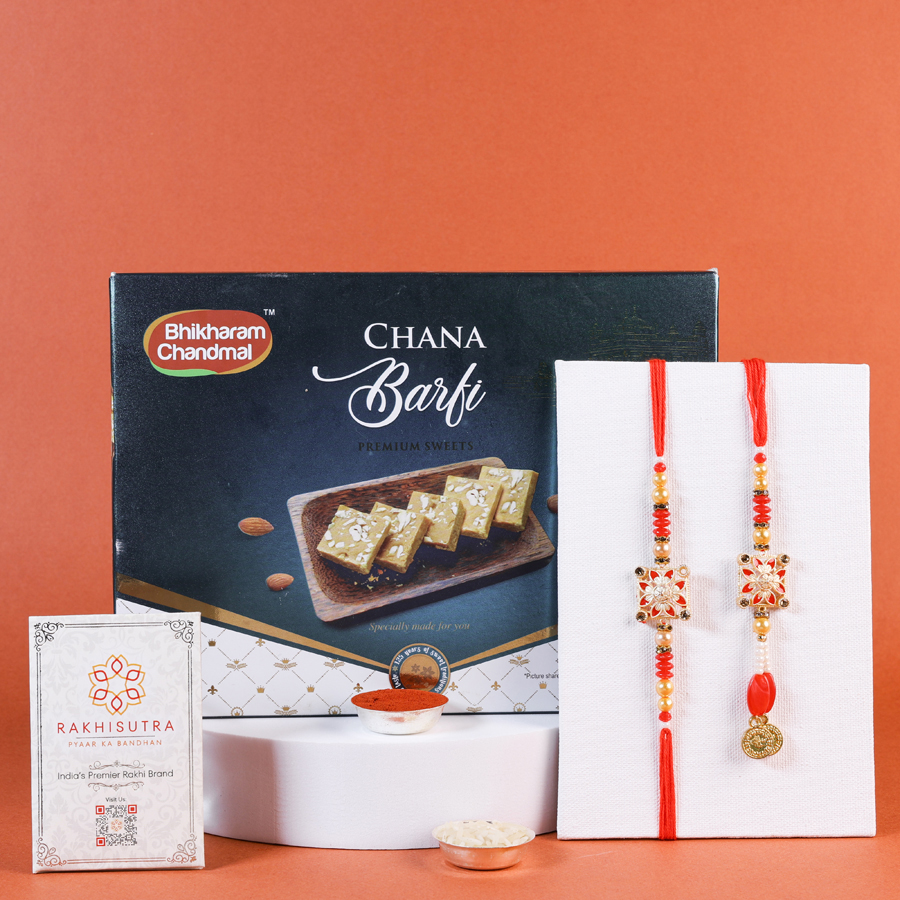 Beautiful Bhaiya Bhabi Rakhi gift set with sweets