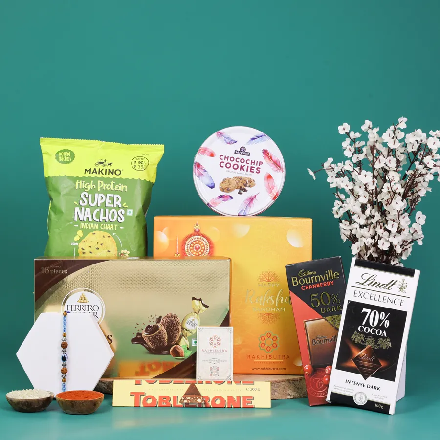 Exquisite Rakhi Treat Box with gourmet snacks