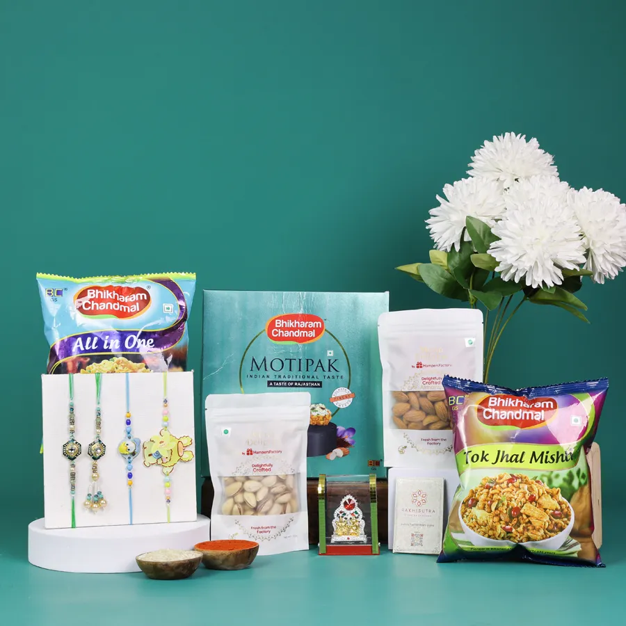 Festive Rakhi Box with Rakhis and treats