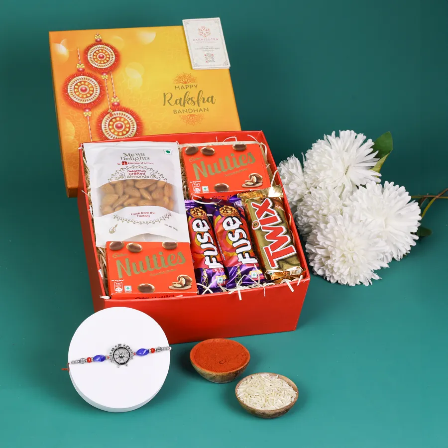Fun Rakhi and snack box with Quirky Bro Rakhi